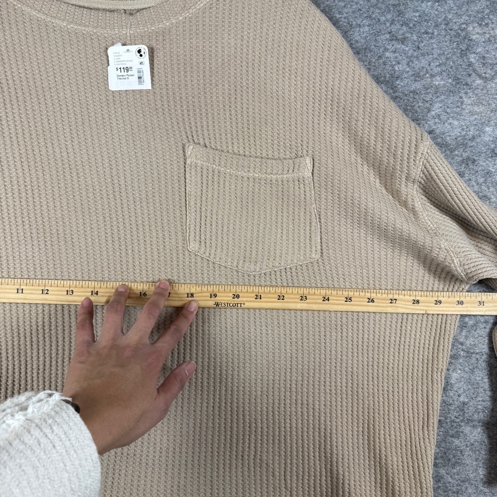 We The Free Tan Waffle Knit Long Sleeve Top Size S Casual Boho Layering - Picture 8 of 13